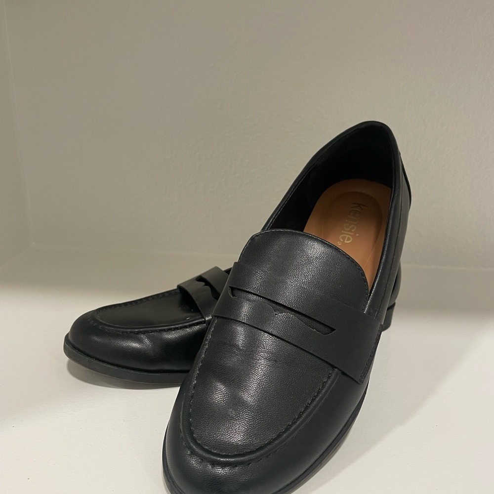 Kensie Black Leather Flats